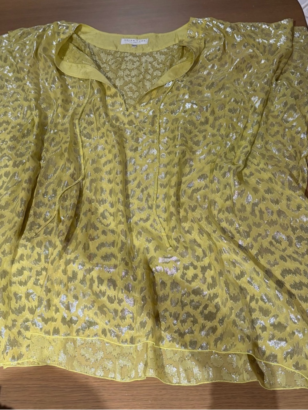 Yellow Sheer Metallic Leopard Coverup